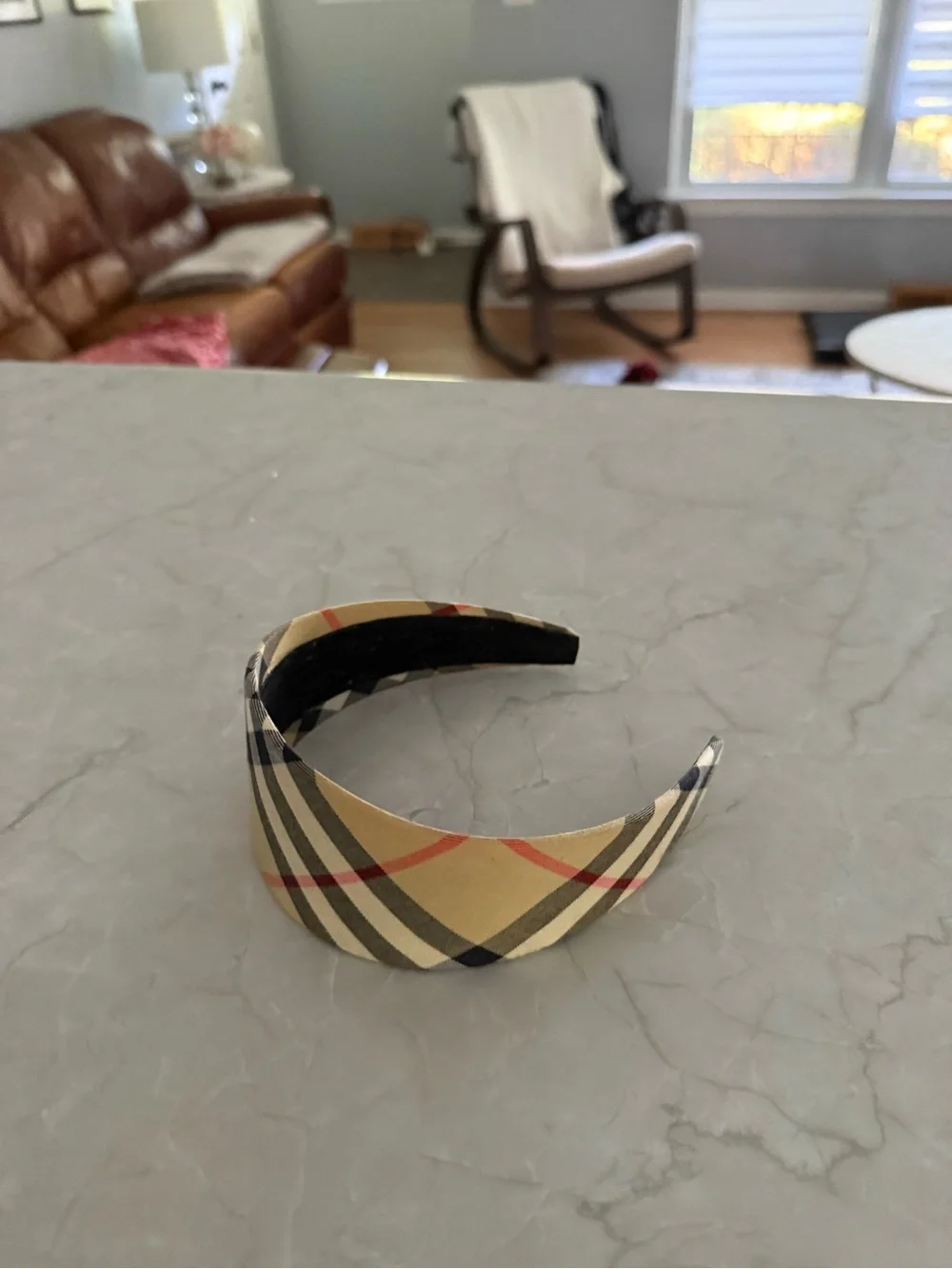 BURBERRY Plaid Wide Headband - Beige